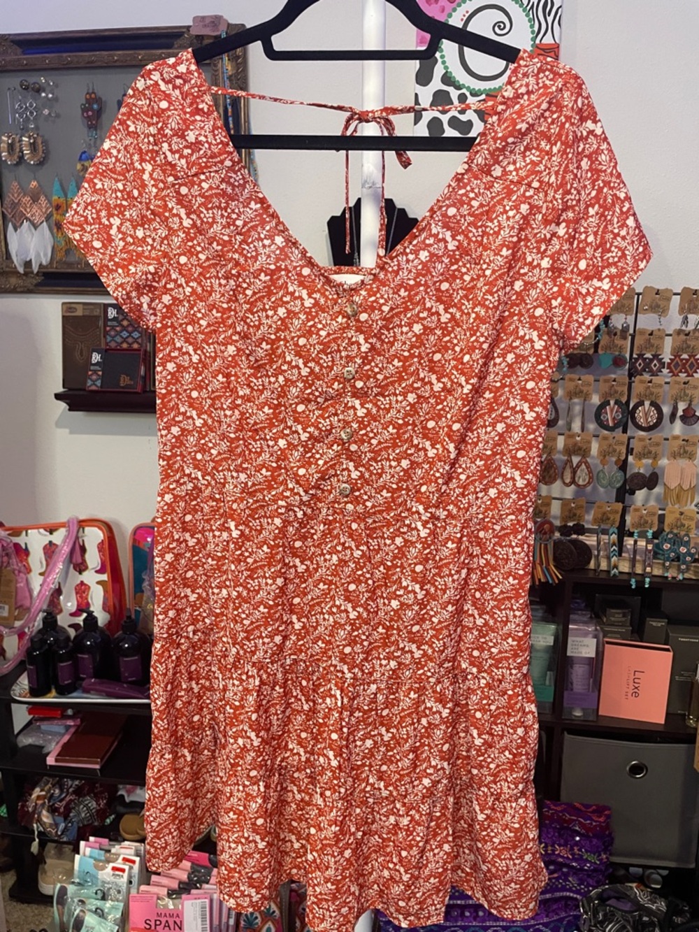 bohme Rust Floral Mini Dress